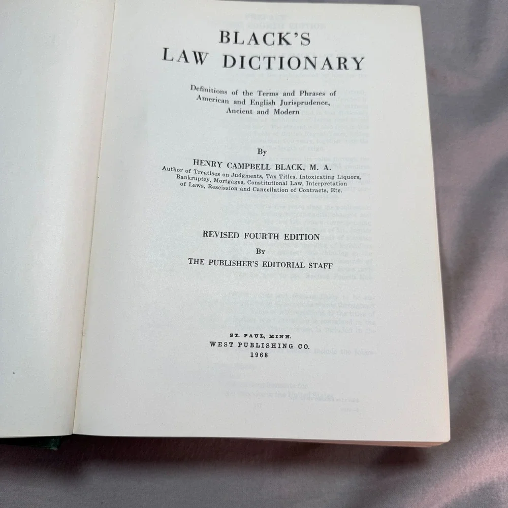 Black's Law Dictionary Revised 4th Edition 1968 HC West Henry Campbell Black